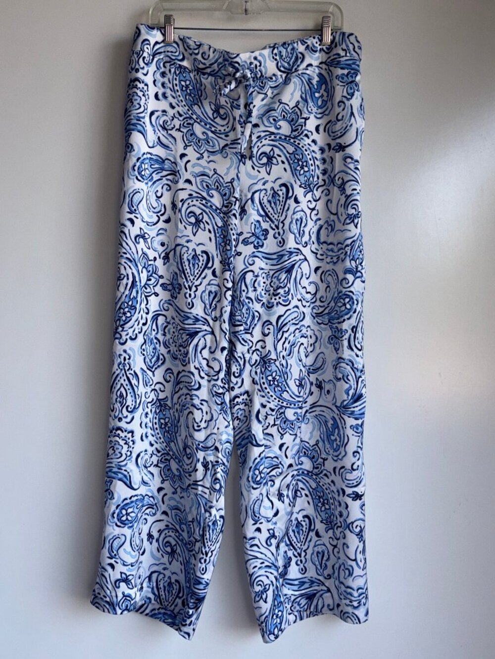 TALBOTS Satin Wide Leg Pants Size Large Paisley